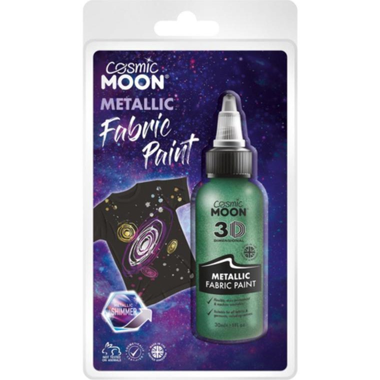 Cosmic Moon Metallic Fabric Paint, Green, Clamshell-Make up and Special FX-Jokers Costume Mega Store