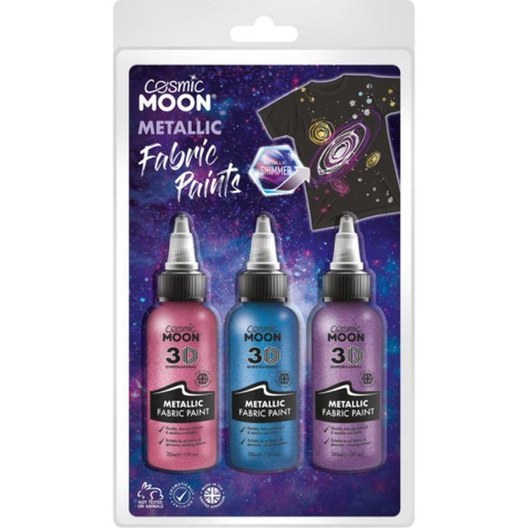 Cosmic Moon Metallic Fabric Paint, Pink, Purple, Blue-Make up and Special FX-Jokers Costume Mega Store