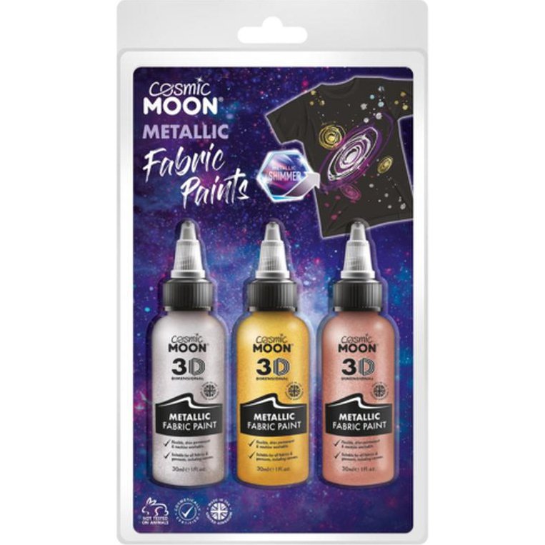 Cosmic Moon Metallic Fabric Paint, Silver, Gold, Rose Gold-Make up and Special FX-Jokers Costume Mega Store