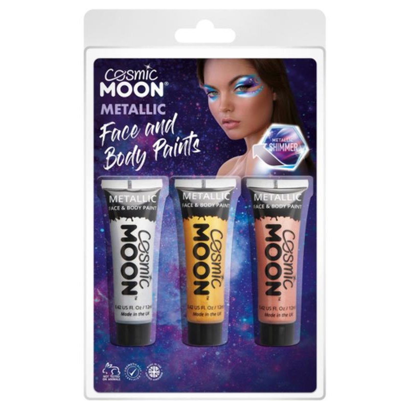 Cosmic Moon Metallic Face & Body Paint, Silver, Gold, Rose Gold-Make up and Special FX-Jokers Costume Mega Store