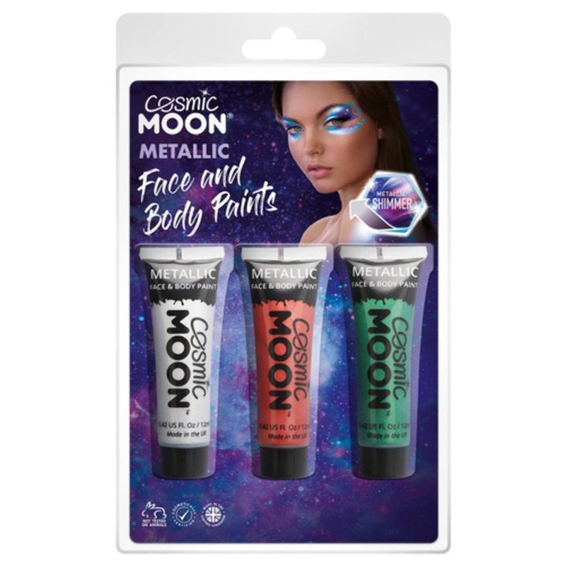 Cosmic Moon Metallic Face & Body Paint, Silver, Red, Green-Make up and Special FX-Jokers Costume Mega Store