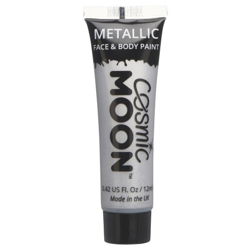 Cosmic Moon Metallic Face & Body Paint, Silver-Make up and Special FX-Jokers Costume Mega Store