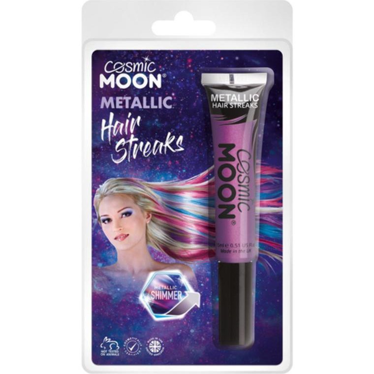 Cosmic Moon Metallic Hair Streaks, Purple, Clamshell-Make up and Special FX-Jokers Costume Mega Store