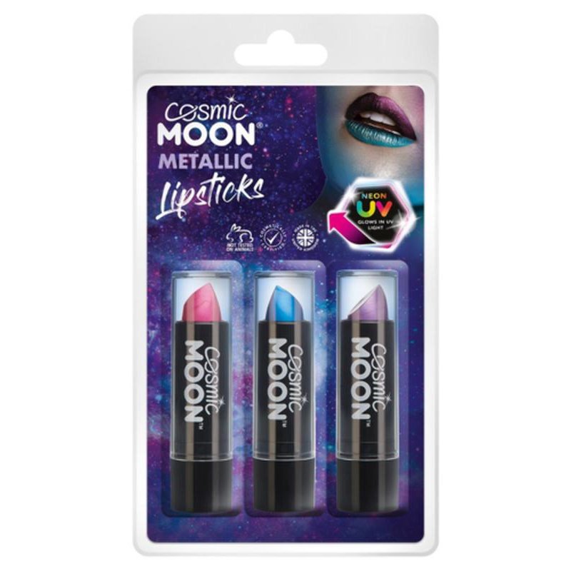 Cosmic Moon Metallic Lipstick, Pink, Purple, Blue-Make up and Special FX-Jokers Costume Mega Store