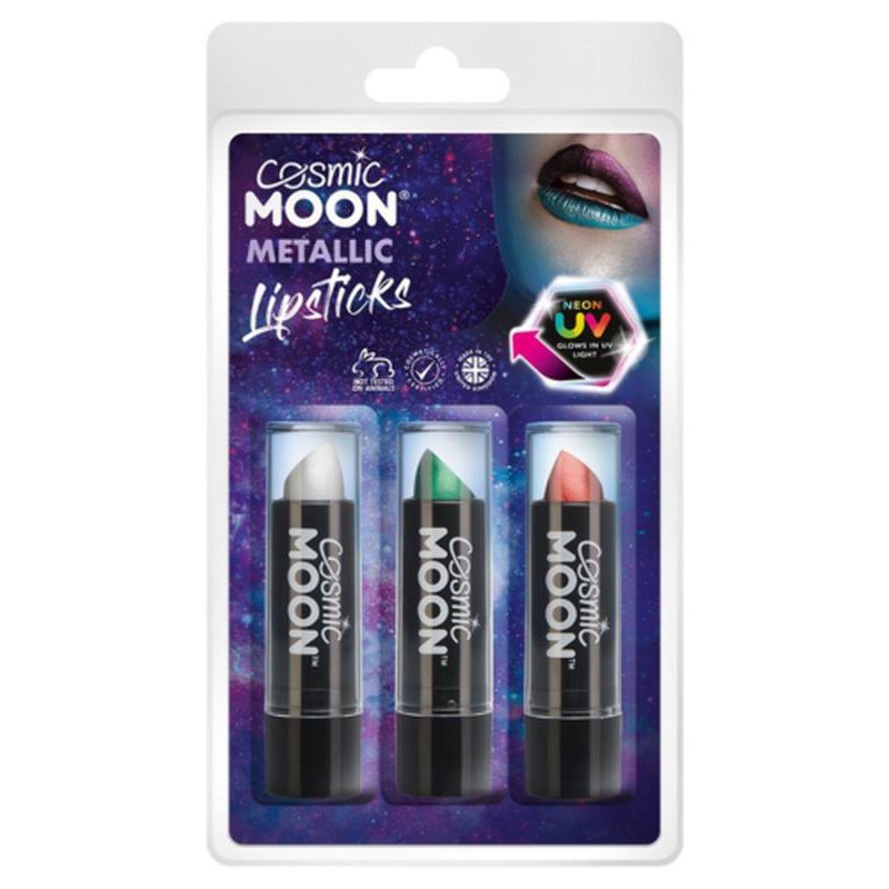 Cosmic Moon Metallic Lipstick, Silver, Green, Red-Make up and Special FX-Jokers Costume Mega Store