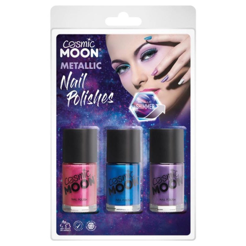 Cosmic Moon Metallic Nail Polish, Pink, Purple , Blue-Make up and Special FX-Jokers Costume Mega Store
