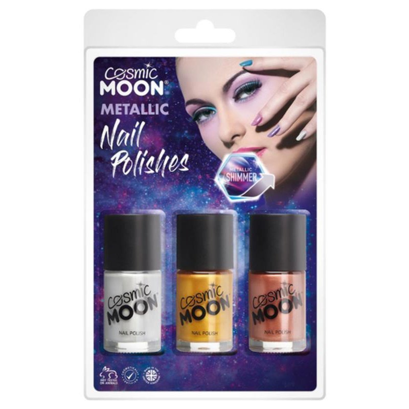 Cosmic Moon Metallic Nail Polish, Silver, Gold, Rose Gold-Make up and Special FX-Jokers Costume Mega Store