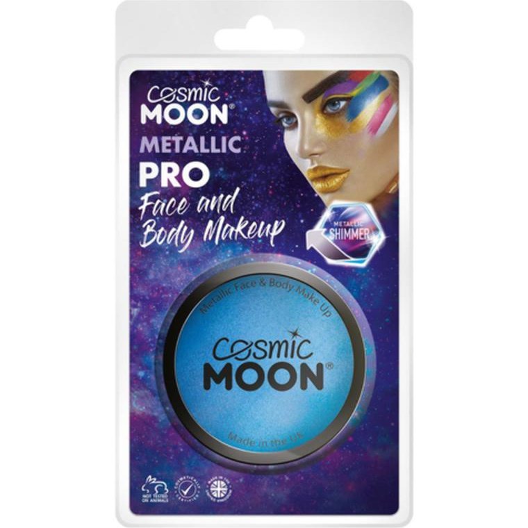 Cosmic Moon Metallic Pro Face Paint Cake Pots, Blue, Clamshell-Make up and Special FX-Jokers Costume Mega Store