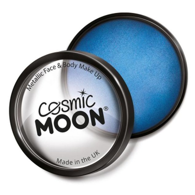 Cosmic Moon Metallic Pro Face Paint Cake Pots, Blue-Make up and Special FX-Jokers Costume Mega Store