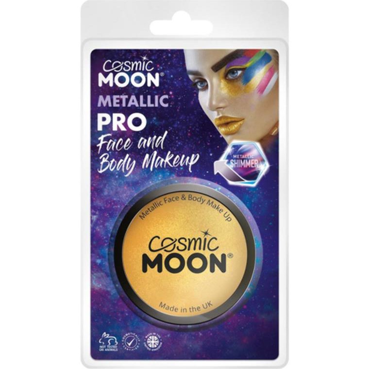 Cosmic Moon Metallic Pro Face Paint Cake Pots, Gold, Clamshell-Make up and Special FX-Jokers Costume Mega Store