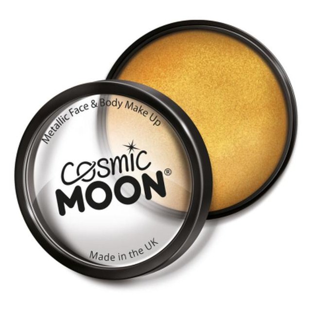 Cosmic Moon Metallic Pro Face Paint Cake Pots, Gold-Make up and Special FX-Jokers Costume Mega Store