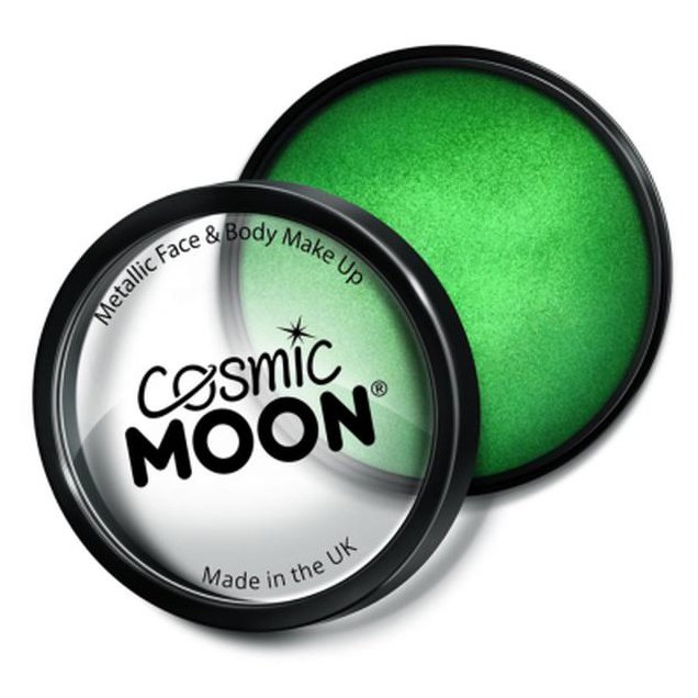 Cosmic Moon Metallic Pro Face Paint Cake Pots, Green-Make up and Special FX-Jokers Costume Mega Store