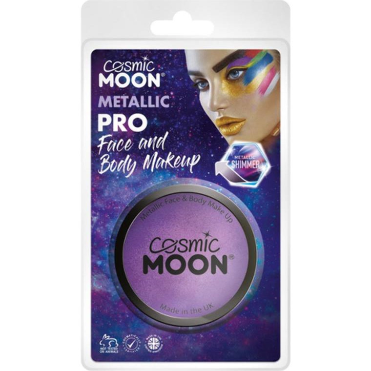 Cosmic Moon Metallic Pro Face Paint Cake Pots, Purple, Clamshell-Make up and Special FX-Jokers Costume Mega Store