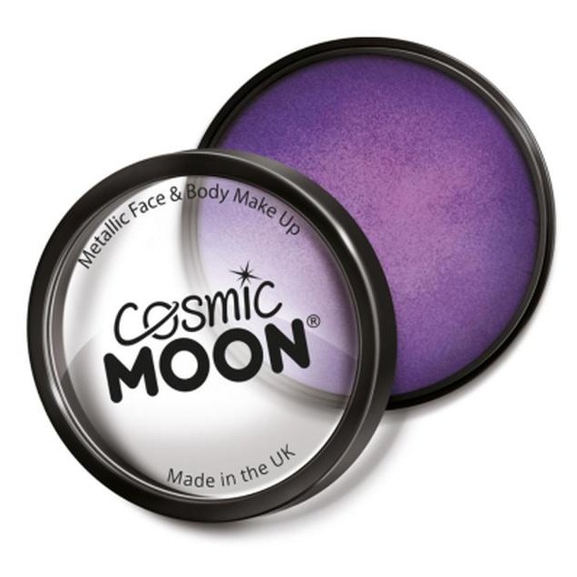 Cosmic Moon Metallic Pro Face Paint Cake Pots, Purple-Make up and Special FX-Jokers Costume Mega Store