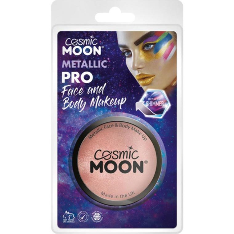 Cosmic Moon Metallic Pro Face Paint Cake Pots, Rose Gold, Clamshell-Make up and Special FX-Jokers Costume Mega Store