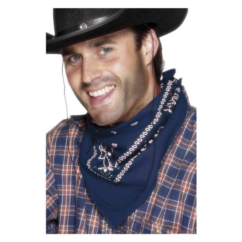 Cowboy Bandana, Blue, Western Design - Jokers Costume Mega Store
