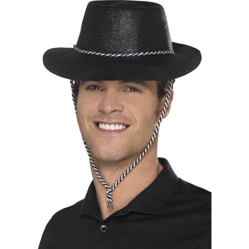 Cowboy Glitter Hat - Black - Jokers Costume Mega Store