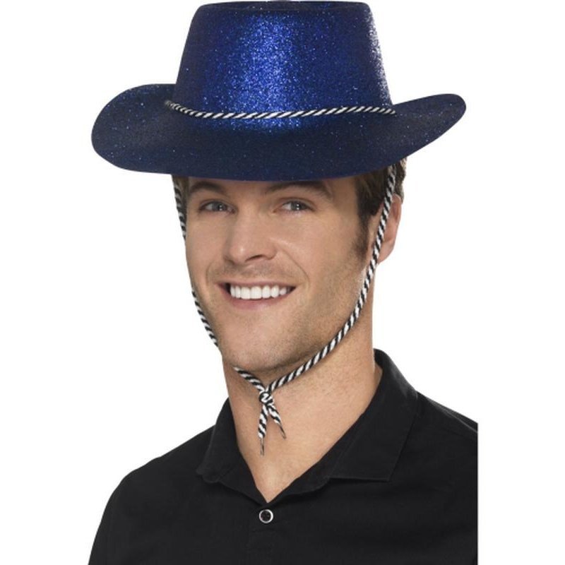 Cowboy Glitter Hat - Blue - Jokers Costume Mega Store