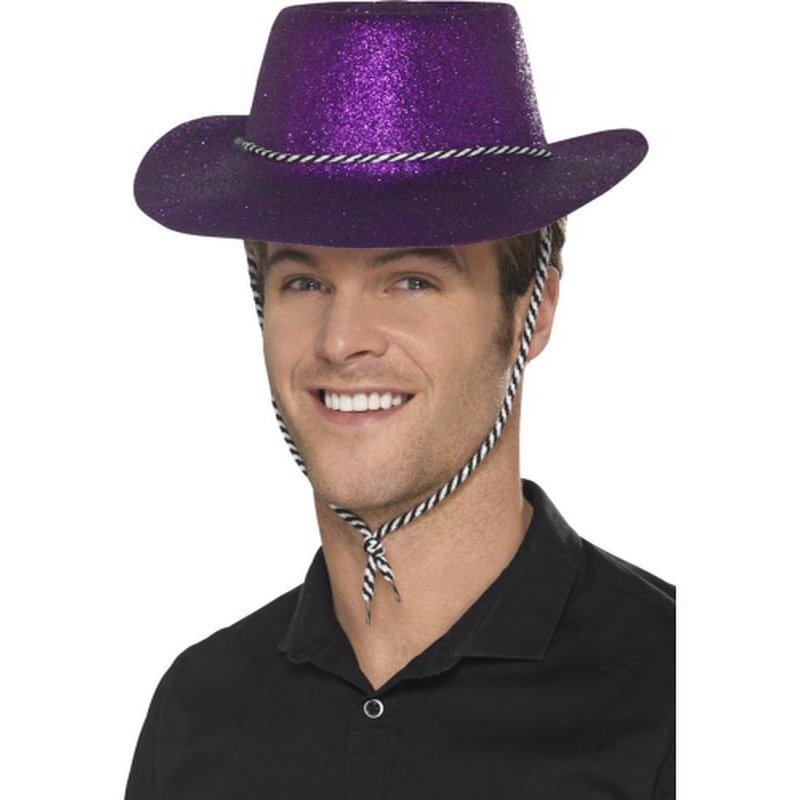 Cowboy Glitter Hat - Purple - Jokers Costume Mega Store
