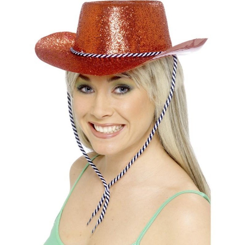 Cowboy Glitter Hat - Red - Jokers Costume Mega Store