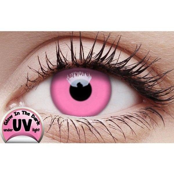 Crazy Lens Contacts - UV Glow Pink - Jokers Costume Mega Store