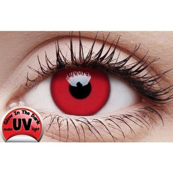 Crazy Lens Contacts - UV Glow Red - Jokers Costume Mega Store