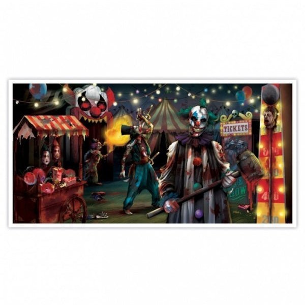 Creepy Carnival Side Show Horizontal Banner - Jokers Costume Mega Store