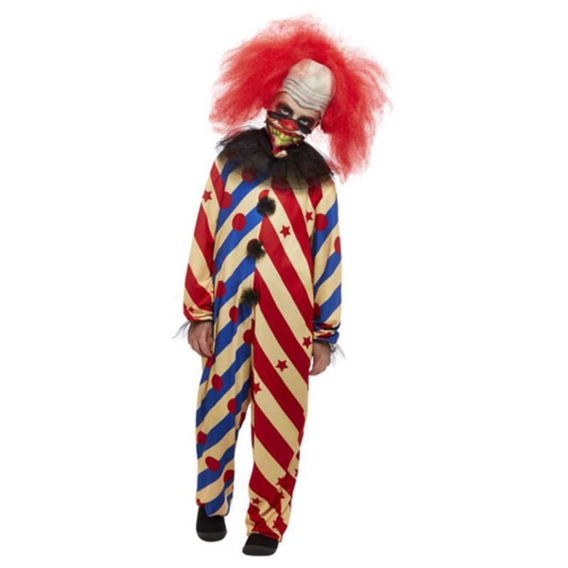Creepy Clown Costume, Red & Blue, All In One, Child - Jokers Costume Mega Store