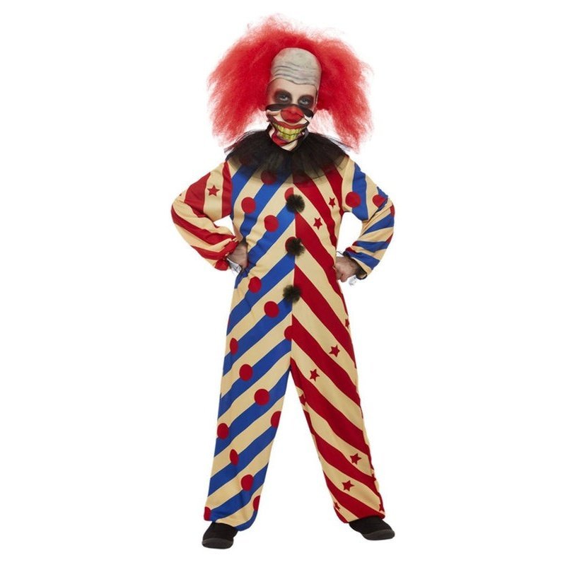 Creepy Clown Costume, Red & Blue, All In One, Child - Jokers Costume Mega Store