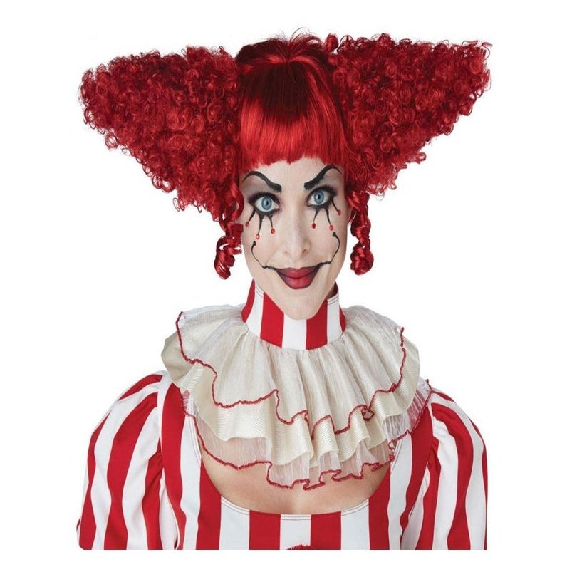 Creepy Clown Wig Dark Red - Jokers Costume Mega Store