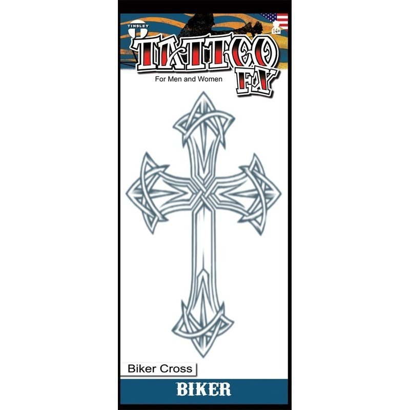Cross Biker Temporary Tattoos - Jokers Costume Mega Store