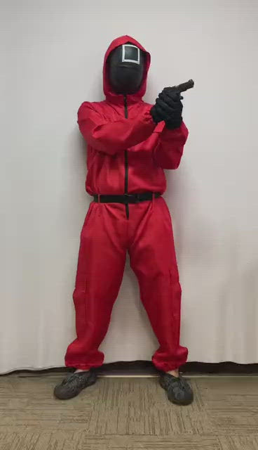 Load video: Squid Game Villain Red Jumpsuit Costume