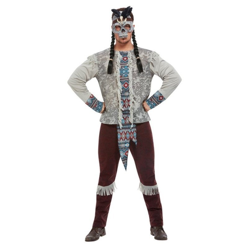 Dark Spirit Warrior Costume, Grey, Male - Jokers Costume Mega Store