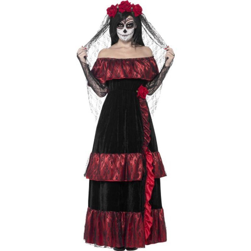 Day of the Dead Bride Costume, Black - Jokers Costume Mega Store