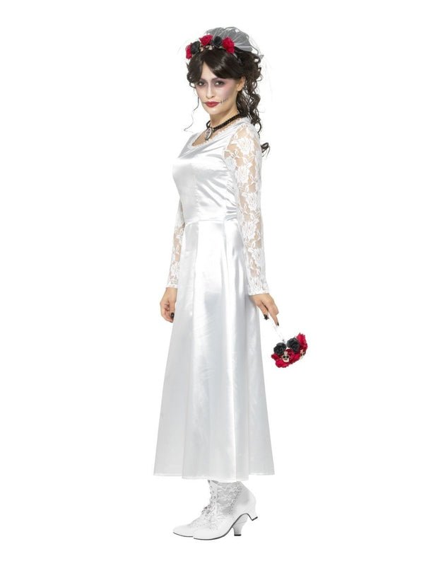 Day of the Dead Bride Costume, White - Jokers Costume Mega Store