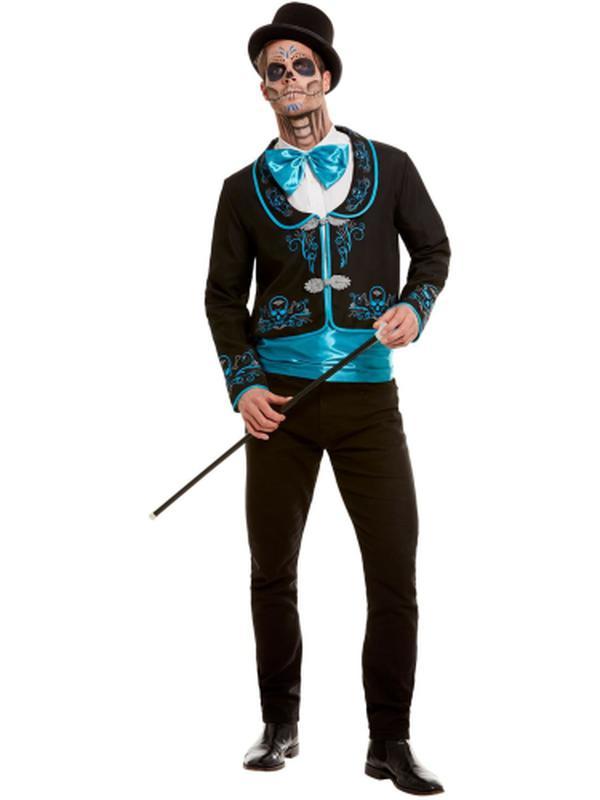 Day Of The Dead Costume, Black And Blue - Jokers Costume Mega Store