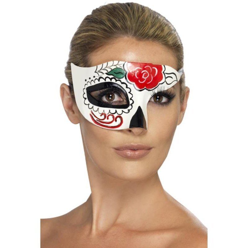 Day Of The Dead Half Eye Mask - Jokers Costume Mega Store