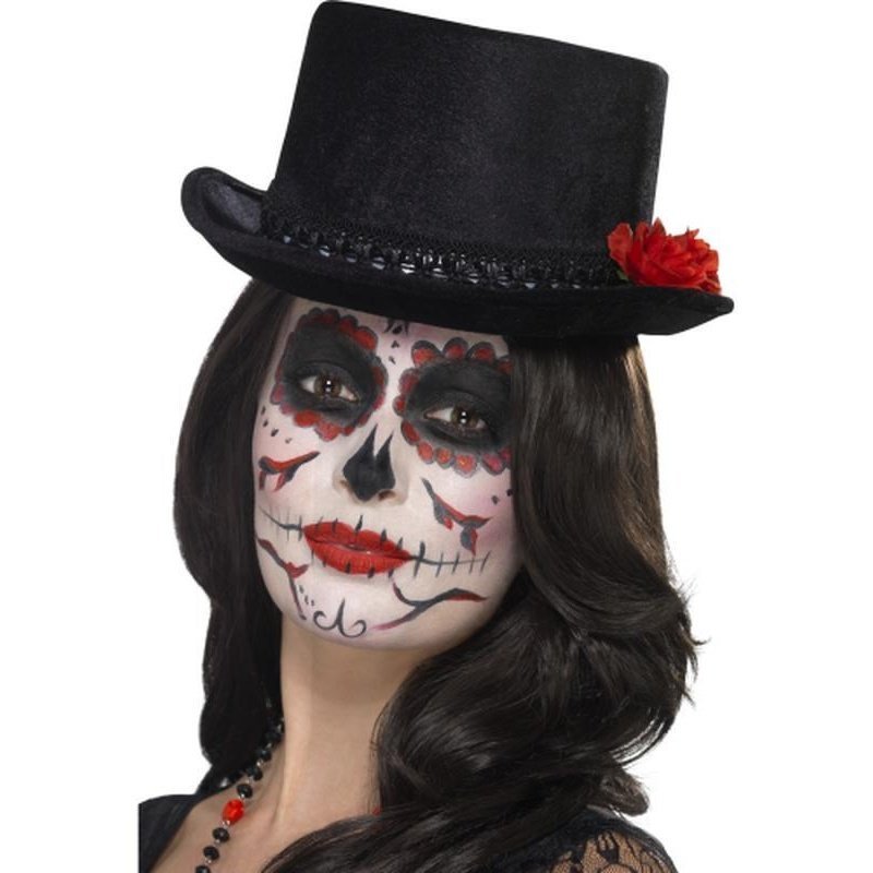Day of the Dead Ladies Top Hat - Black - Jokers Costume Mega Store