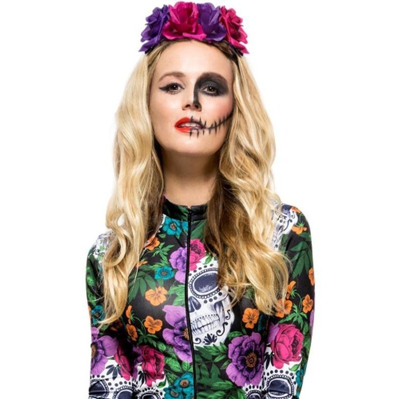 Day Of The Dead Rose Headband - Jokers Costume Mega Store