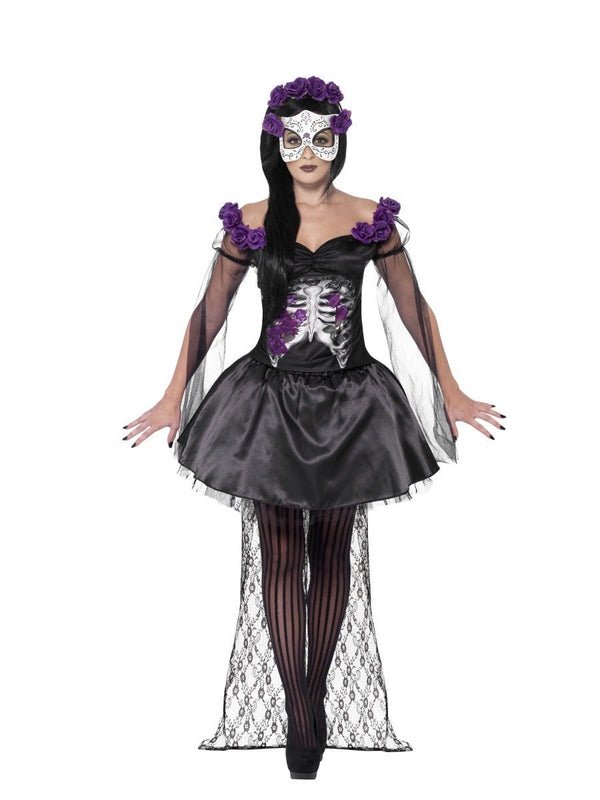 Day of the Dead Senorita Costume, Black - Jokers Costume Mega Store
