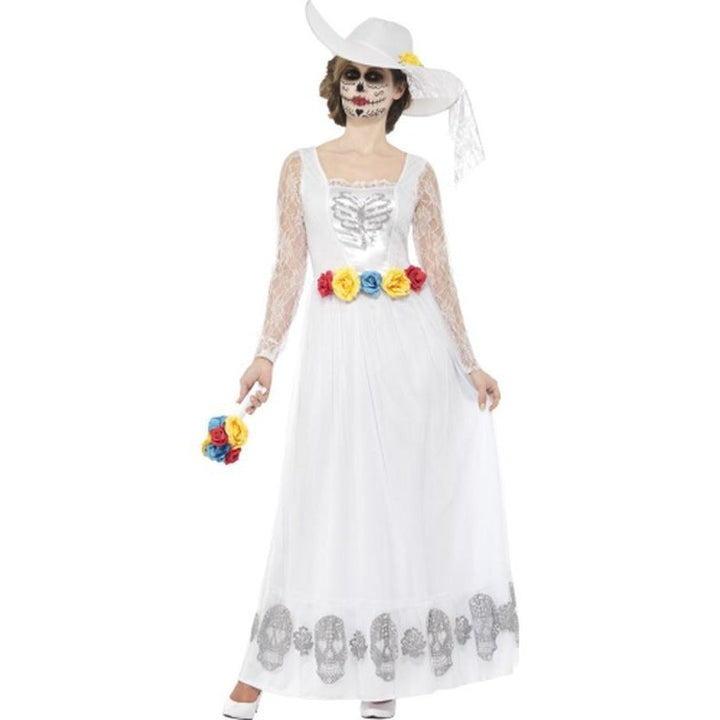 Day of the Dead Skeleton Bride Costume, White - Jokers Costume Mega Store