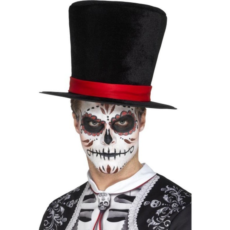 Day of the Dead Top Hat - Black - Jokers Costume Mega Store