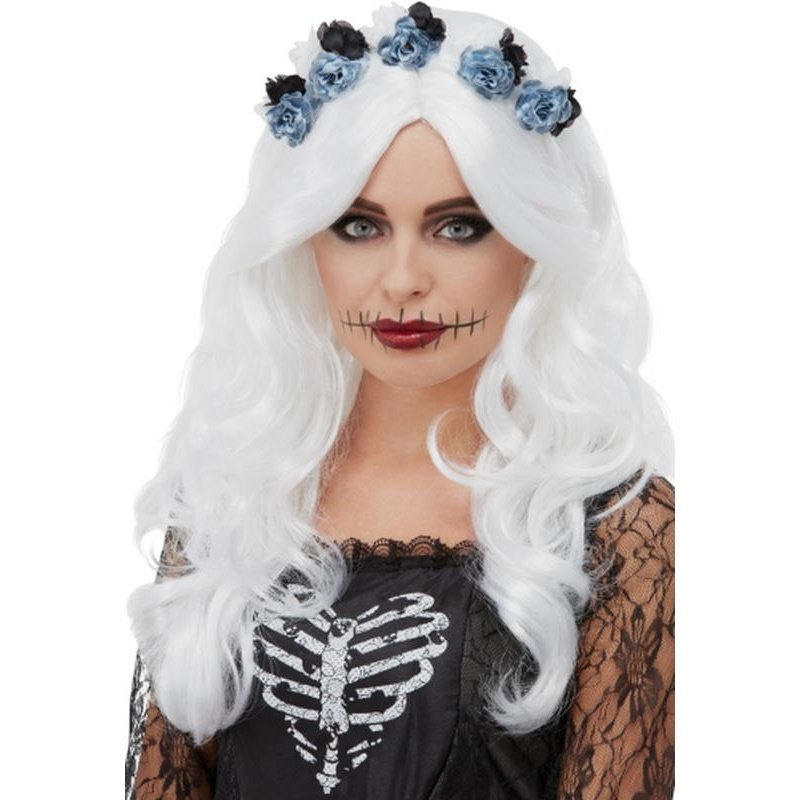 Day Of The Dead Wig, White - Jokers Costume Mega Store