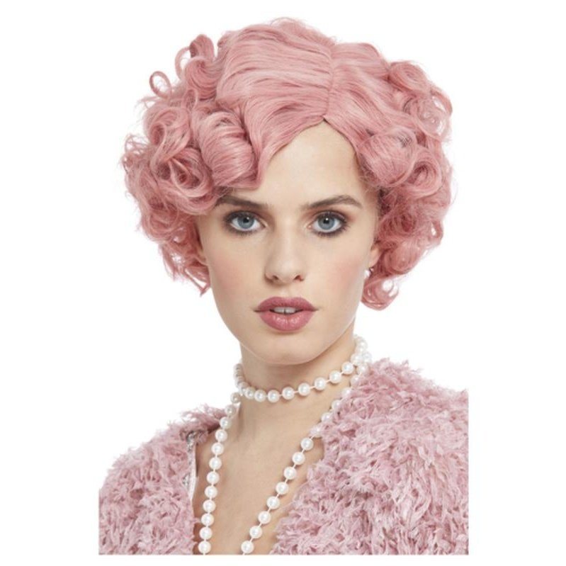 Deluxe 20s Flirty Flapper Wig, Pastel Pink - Jokers Costume Mega Store