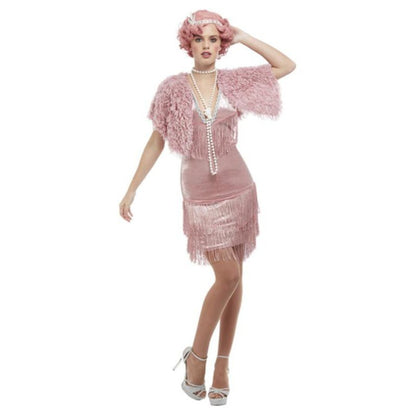 Deluxe 20s Vintage Pink Flapper Costume - Jokers Costume Mega Store