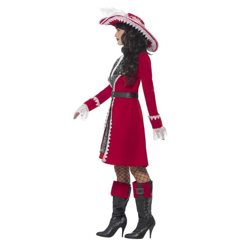 Deluxe Lady Captain Costume - Red Dress, Jacket & Pirate Gear | Jokers Costume Mega Store Deluxe Lady Captain Costume - Red Dress, Jacket & Pirate Gear | Jokers Costume Mega Store