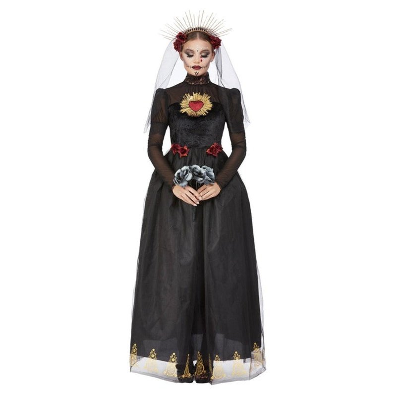 Deluxe Dotd Sacred Heart Bride Costume, Black - Jokers Costume Mega Store