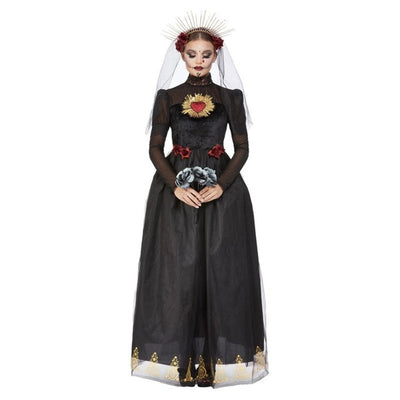 Deluxe Dotd Sacred Heart Bride Costume, Black - Jokers Costume Mega Store
