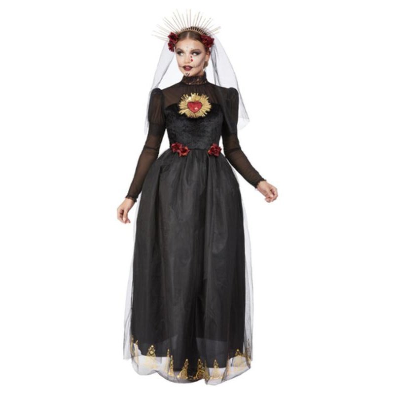 Deluxe Dotd Sacred Heart Bride Costume, Black - Jokers Costume Mega Store