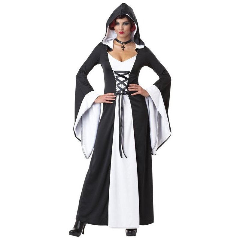 Deluxe Hooded Robe/Adult White/Black - Jokers Costume Mega Store